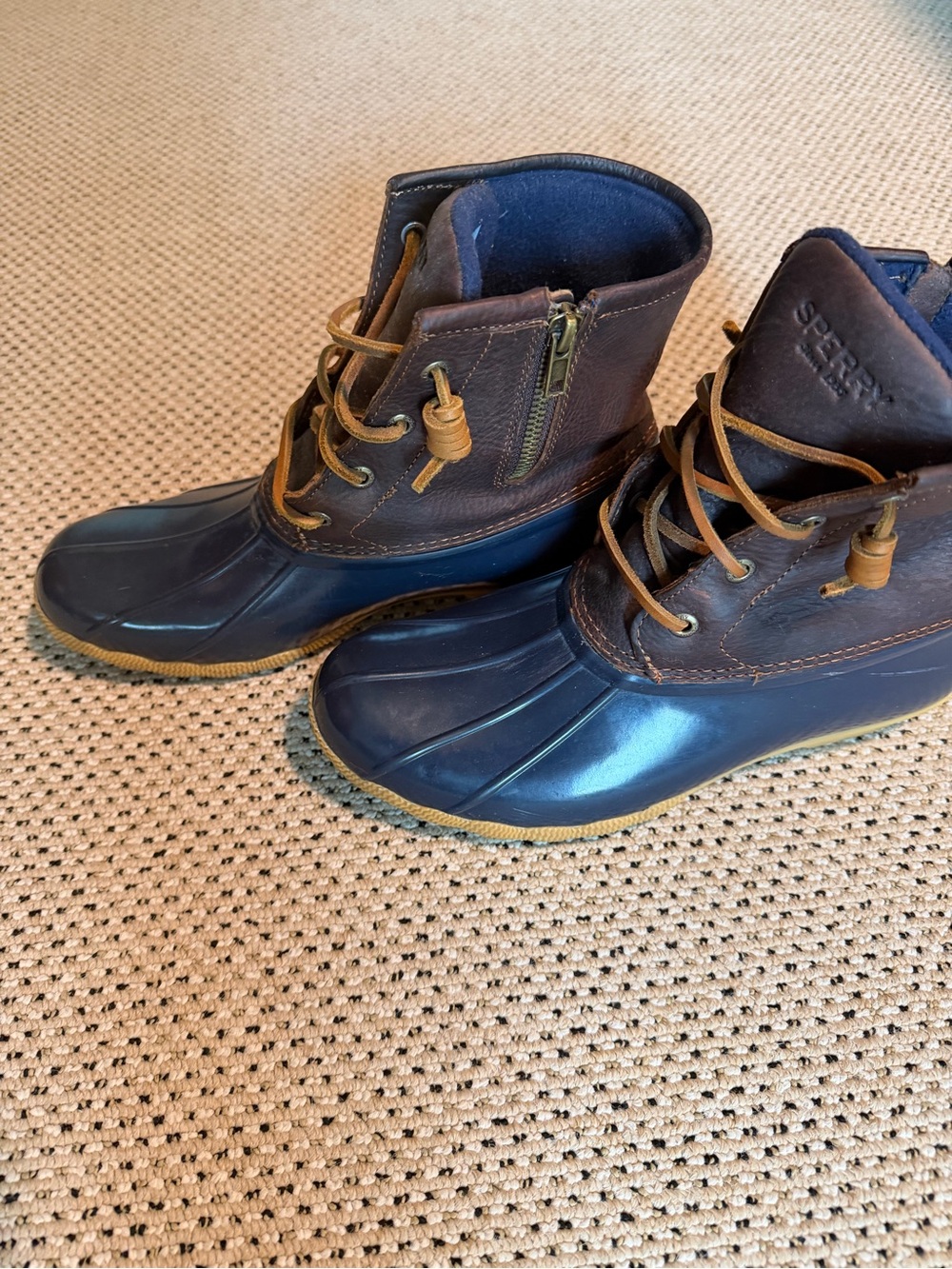 Sperry Navy Blue and Brown Duck Boots